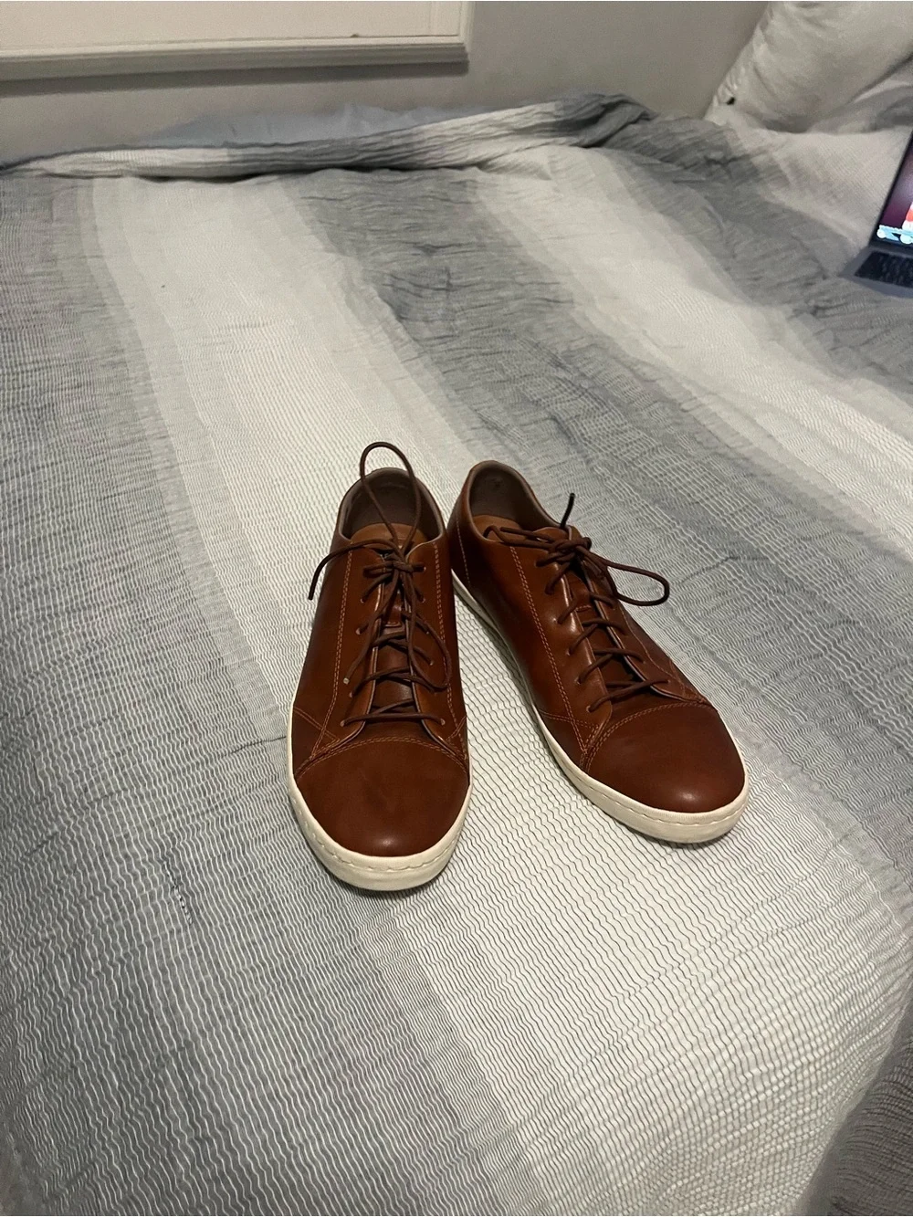 Cole Haan Tan Leather Low-Top Sneakers with White Sole